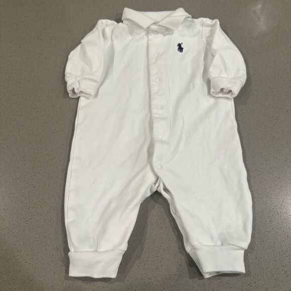 Ralph Lauren polo white colored long sleeve button down onesie. Size 3 m… - Picture 1 of 6